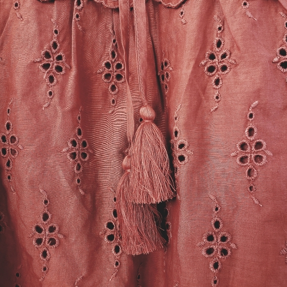 STYLE & CO Boho Terracotta Eyelet Top Size L - Picture 2 of 7